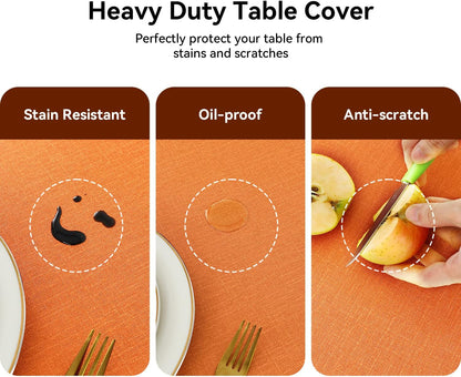 Romanstile Waterproof Vinyl Tablecloth Rectangle, 60 x 84 Inch, Orange