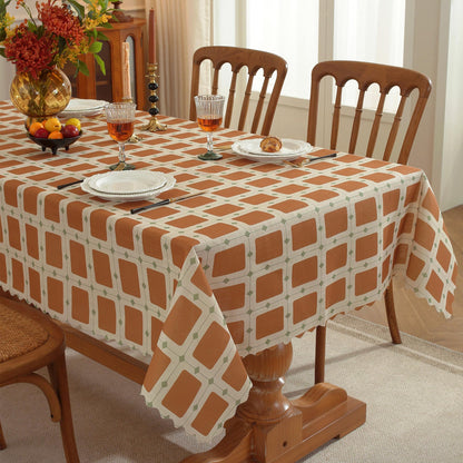 Rectangle Waterproof Tablecloth Linen Textured Table Cloth,Stain and Wrinkle Resistant Washable Fabric Table Cover for Dining, Party, Camping and Outdoor, 52 x 70 Inch, Vine Bloom