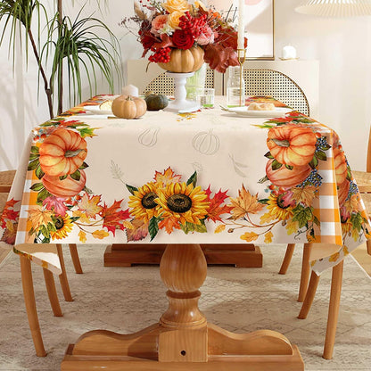 Hexagram Fall Tablecloth 60 x 84 Inches, Plaid Fall Table Cloth Rectangle