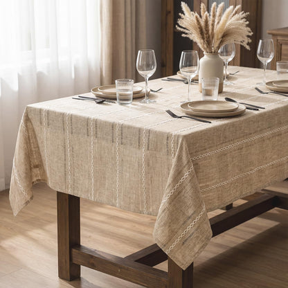 Horaldaily Beige Rectangular Tablecloth, 60×84 Inch, Farmhouse Decor