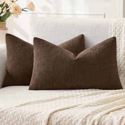 MIULEE Olive Green Chenille Couch Throw Pillow Covers, 18x18