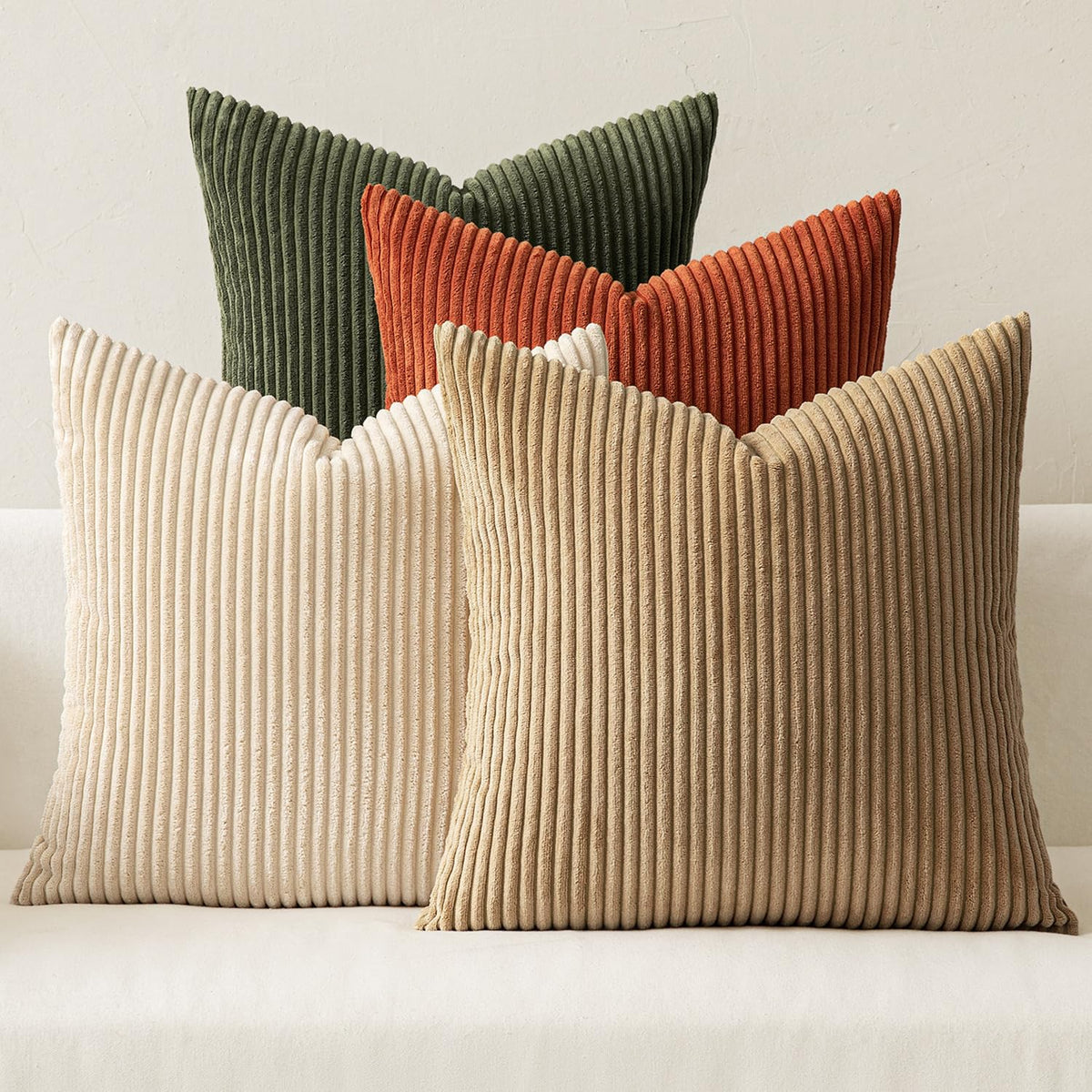 MIULEE Soft Corduroy Decorative Throw Pillow Covers Forest Green 18x18