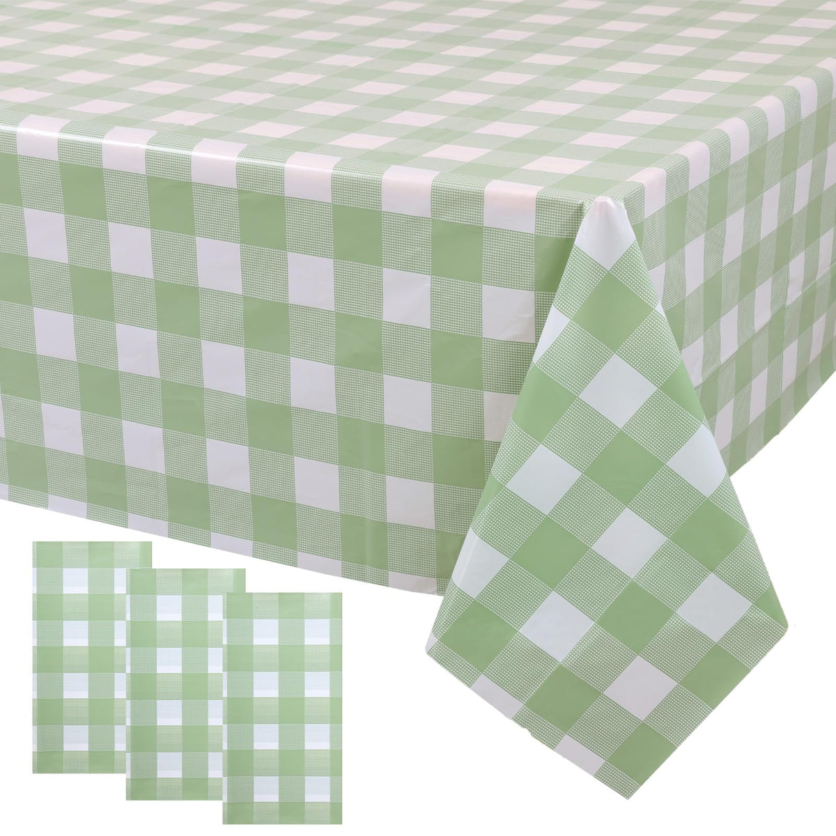 3 Packs Pink Gingham Tablecloth 54 x 108 Inches Pink and White Checkered Disposable Plastic Waterproof Picnic Table Cover for Camping and Birthday Party Supplies
