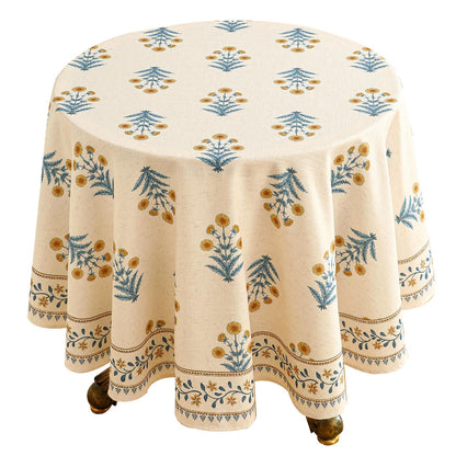 ISAENNE Designer French Linen Rectangular Tablecloth,118"x67"-Cornucopia