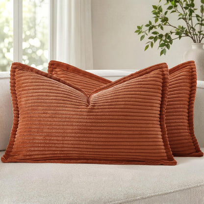 MIULEE Couch Pillow Covers 18x18 Olive Green Textured Corduroy