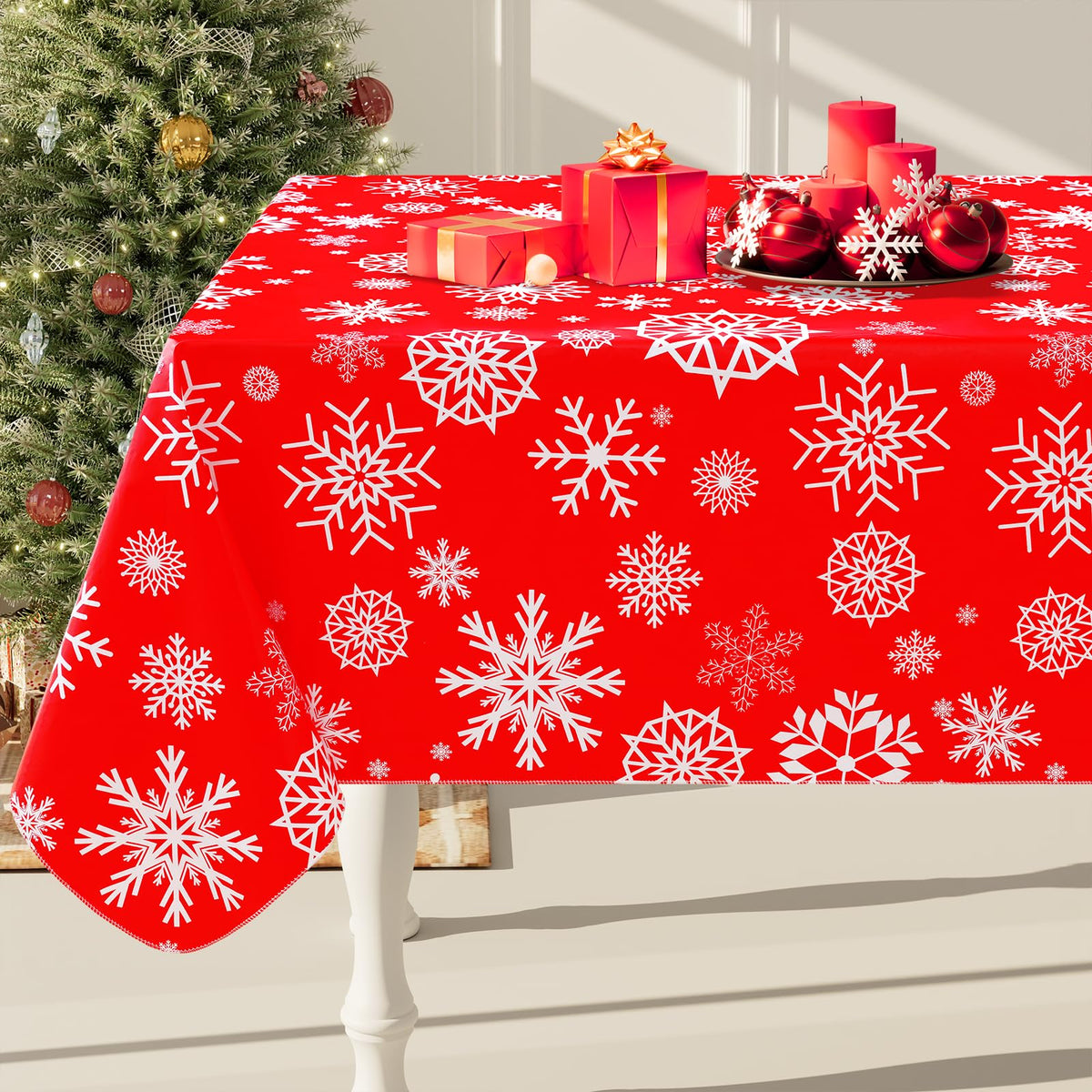 Smiry Rectangle Table Cloth, Flannel Backed Vinyl Tablecloth, 60"x84"