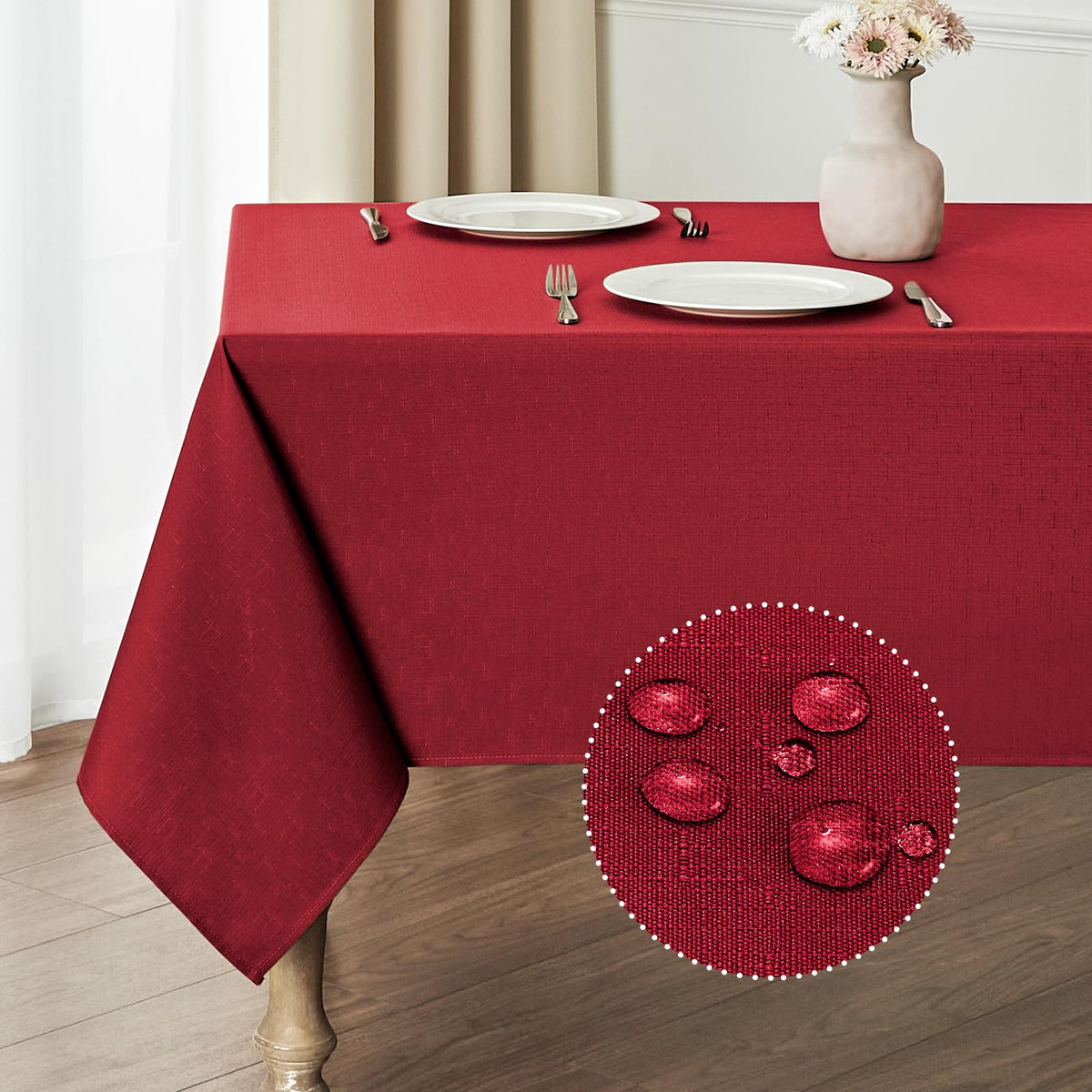 Veblandy Rectangle Tablecloth Waterproof Linen Textured Table Cloth Stain and Wrinkle Resistant Washable, Decorative Fabric Table Cover for Dining, Party and Camping (Sage Green, 52 * 70)