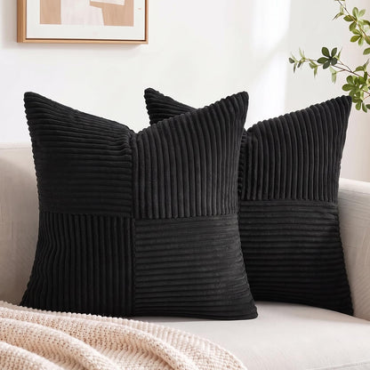 Fancy Homi 2 Packs Rust Boho Decorative Throw Pillow Covers 18x18 Inch for Couch Bed Sofa, Farmhouse Fall Home Decor, Soft Corss Corduroy Patchwork Textured Terracotta Accent Cushion Case 45x45 cm