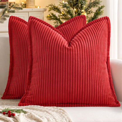 MIULEE Couch Pillow Covers 18x18 Olive Green Textured Corduroy