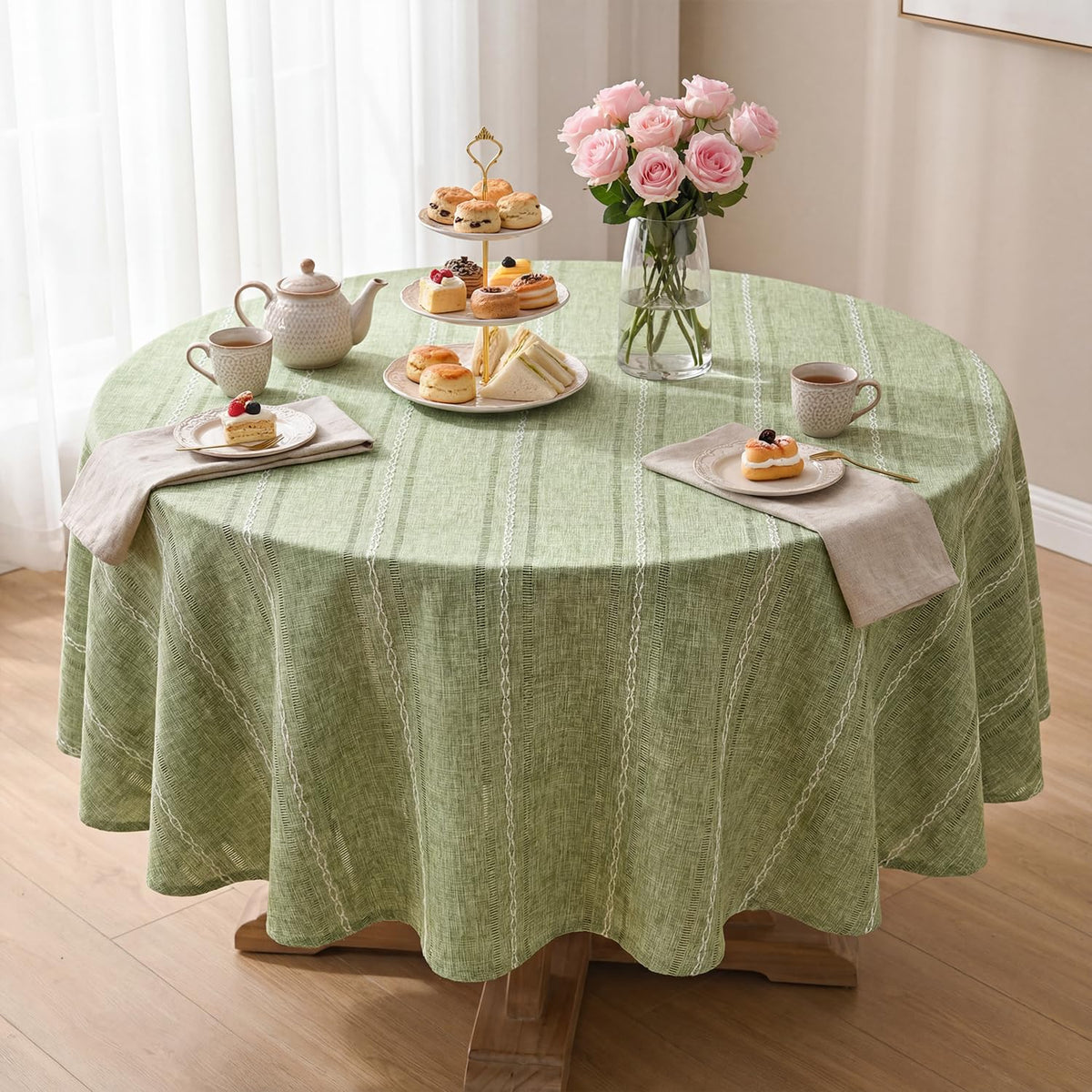 Horaldaily Beige Rectangular Tablecloth, 60×84 Inch, Farmhouse Decor