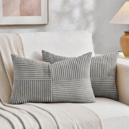 Fancy Homi 2 Packs Rust Boho Decorative Throw Pillow Covers 18x18 Inch for Couch Bed Sofa, Farmhouse Fall Home Decor, Soft Corss Corduroy Patchwork Textured Terracotta Accent Cushion Case 45x45 cm