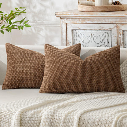 MIULEE Decorative Couch Throw Pillow Covers 18x18 Inch Neutral Beige 2 Pack