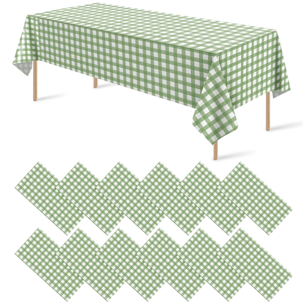 12 Pack Blue and White Plastic Checkered Tablecloth, Premium Decorative Disposable Blue Gingham Plaid Table Cloths for Parties, Rectangle Party Table Cover for Picnic Farm Birthday Wedding, 54x108Inch