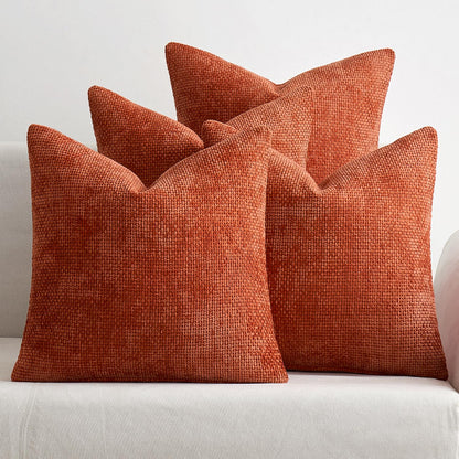 MIULEE Soft Decorative Chenille Pillow Covers Neutral 18x18 Pack of 4