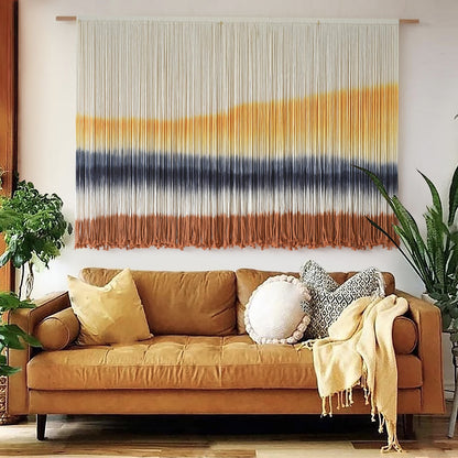 Macrame Wall Hanging Boho Wall Decor Large-Scale Tie-Dye Tapestry 57"W*35"L