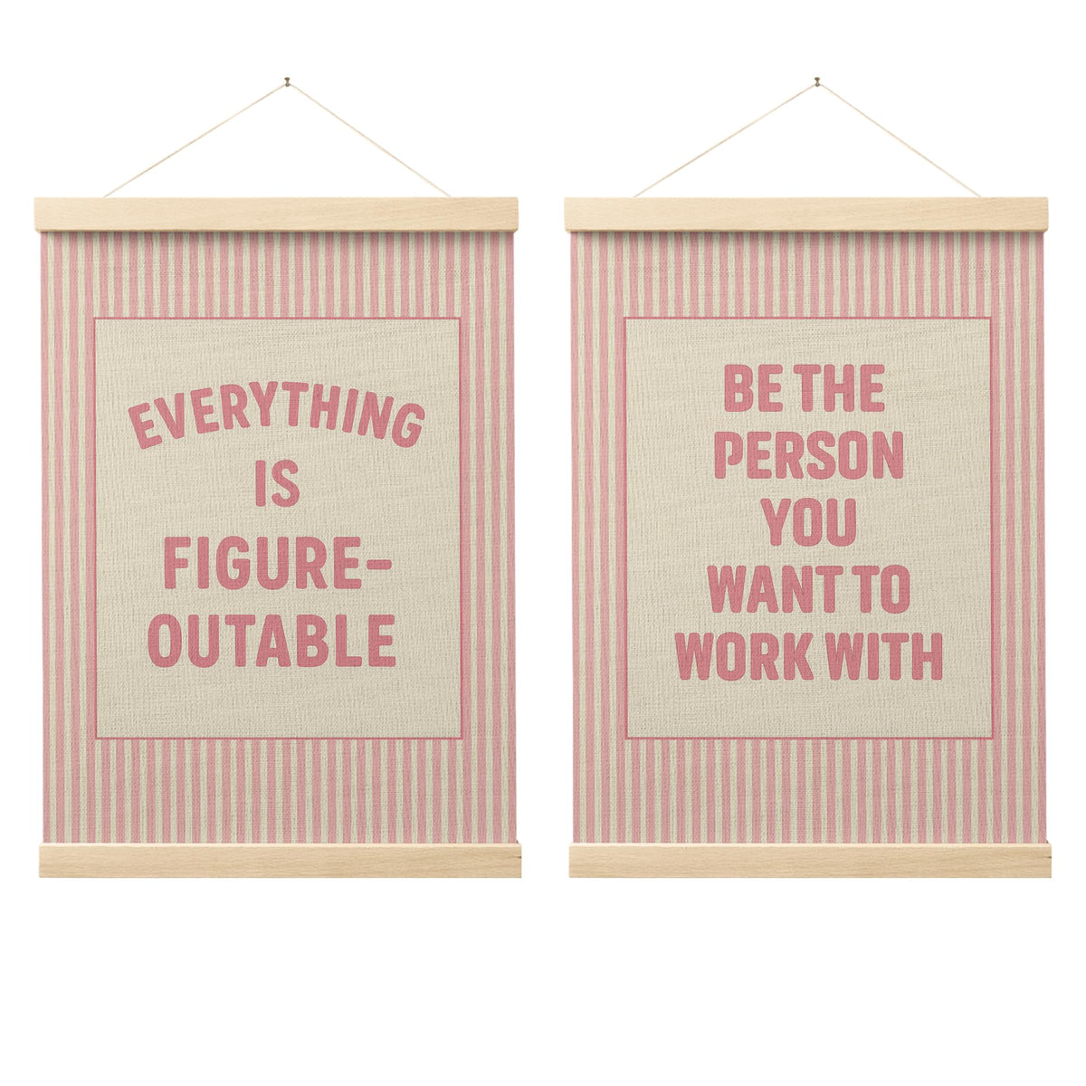 FGFK Everything Is Figureoutable Positive Affirmations Wall Art Poster Hanger Frame, Retro Pink and Green Inspirational Canvas Prints Framed Wall Decor for Office Classroom Home Bedroom, 12x16 Inch