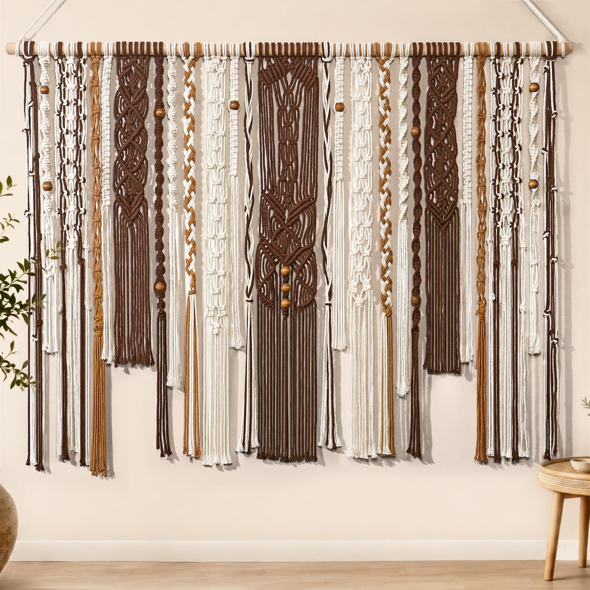 MEIVINES Macrame Wall Hanging Large Boho Tapestry Macrame Wall Art Decor