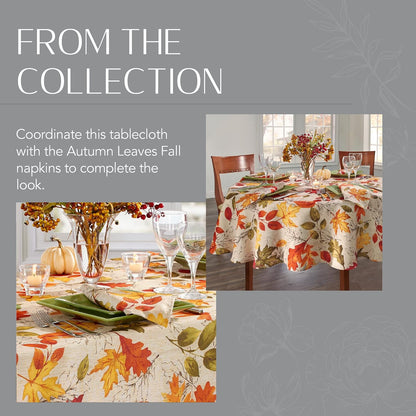 Threadmade Autumn Leaves Fall Printed Tablecloth, Multicolor - 60"W x 84"L