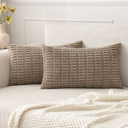 MIULEE Corduroy Decorative Throw Pillow Covers 18x18 Cream White Pack of 2