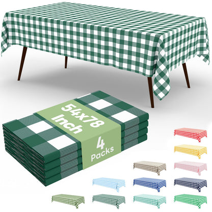 misaya 4 Packs 54 x 78 Inch Checkered Disposable Table Cloth
