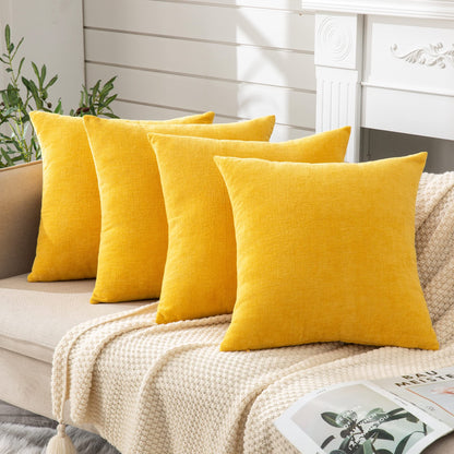 GAWAMAY Decorative Square Throw Pillow Covers 18"x18" Inch Set of 2, Super Soft Chenille Pillows Cover Fall Pillowcase for Living Room Bedroom Sofa Couch Cushion Cover Navy Blue 45x45cm (Only Covers)