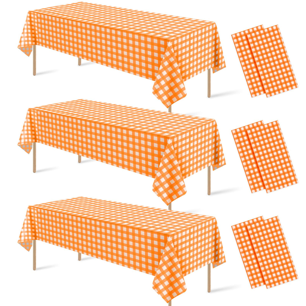 6 Pcs Sage Green Gingham Tablecloths, Checkered Table Covers 54 x 108 Inch