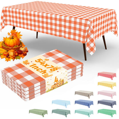misaya 4 Packs 54 x 78 Inch Checkered Disposable Table Cloth