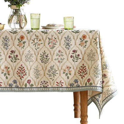 ISAENNE Designer French Linen Rectangular Tablecloth,118"x67"-Cornucopia