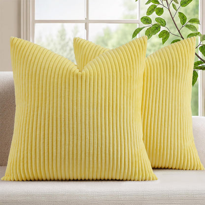 Mecatny Corduroy Fall Throw Pillow Covers 18x18 Set of 2 Olive Green