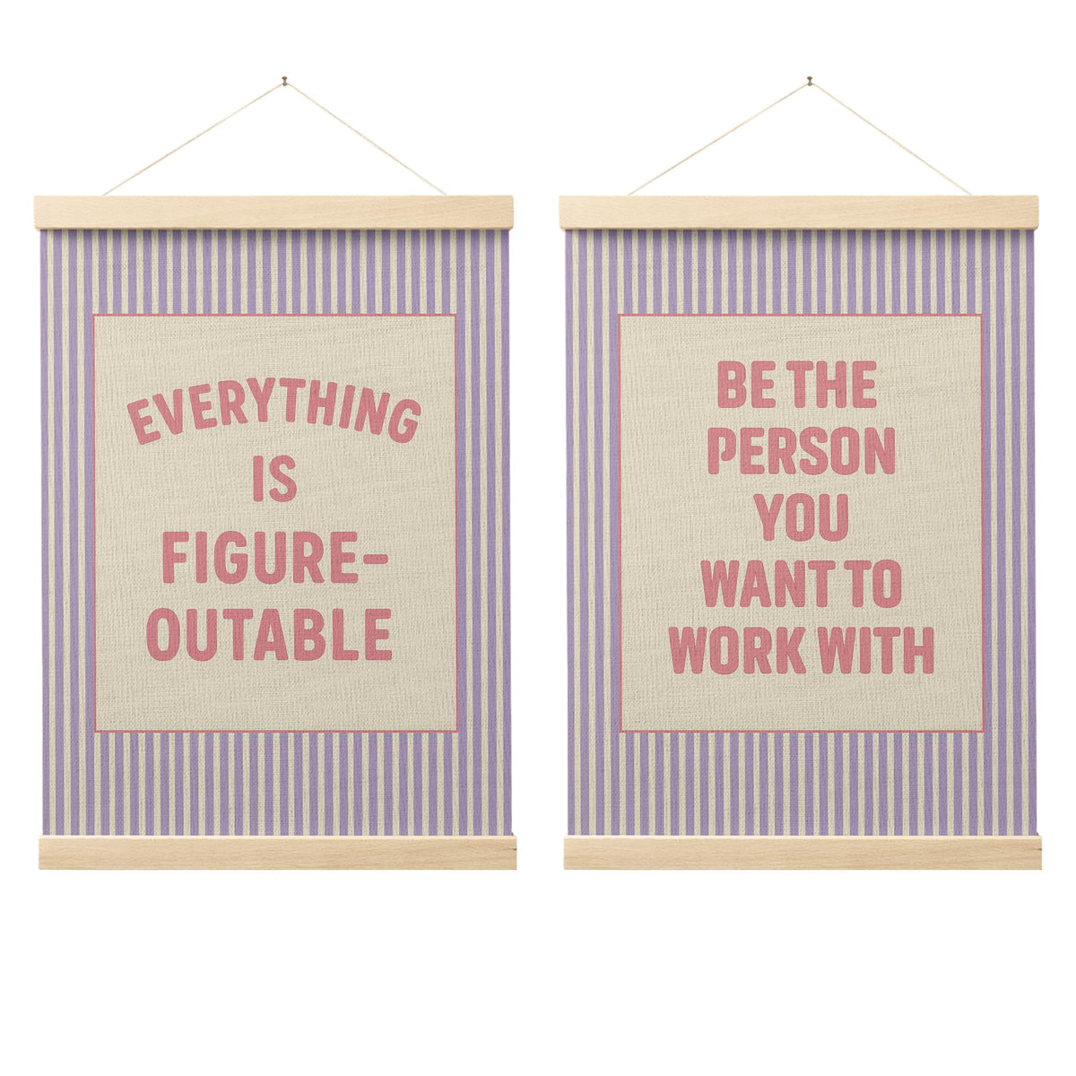 FGFK Everything Is Figureoutable Positive Affirmations Wall Art Poster Hanger Frame, Retro Pink and Green Inspirational Canvas Prints Framed Wall Decor for Office Classroom Home Bedroom, 12x16 Inch
