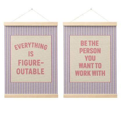 FGFK Everything Is Figureoutable Positive Affirmations Wall Art Poster Hanger Frame, Retro Pink and Green Inspirational Canvas Prints Framed Wall Decor for Office Classroom Home Bedroom, 12x16 Inch