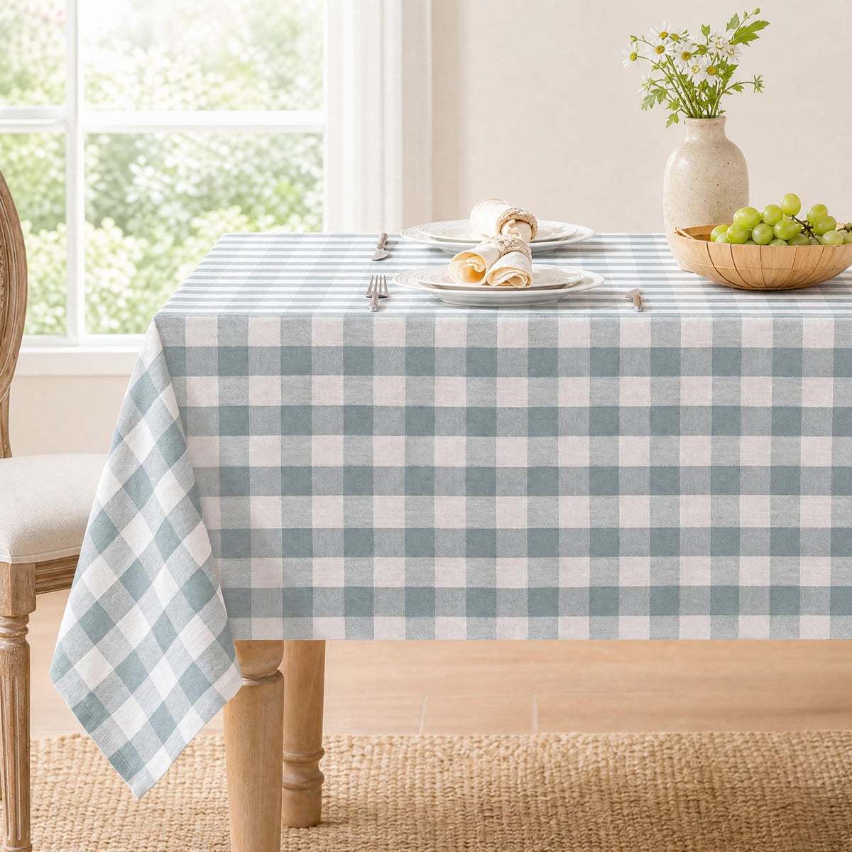 Gingham Tablecloth Rectangle Table, Cotton Linen Style Picnic Checkered Table Cloth Farmhouse Washable Wrinkle Free Buffalo Plaid Table Cover for Outdoor Birthday Party, Pink, 60x75