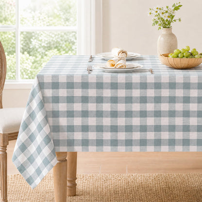 Gingham Tablecloth Rectangle Table, Cotton Linen Style Picnic Checkered Table Cloth Farmhouse Washable Wrinkle Free Buffalo Plaid Table Cover for Outdoor Birthday Party, Pink, 60x75