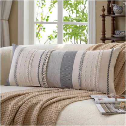 Cethom Boho Throw Pillow Covers 18x18 Inch Set of 2, Blue Textured Decorative Couch Pillow Cases for Farmhouse Home Decor, Accent Cushion Cover for Sofa, Bed, Living Room, Bedroom