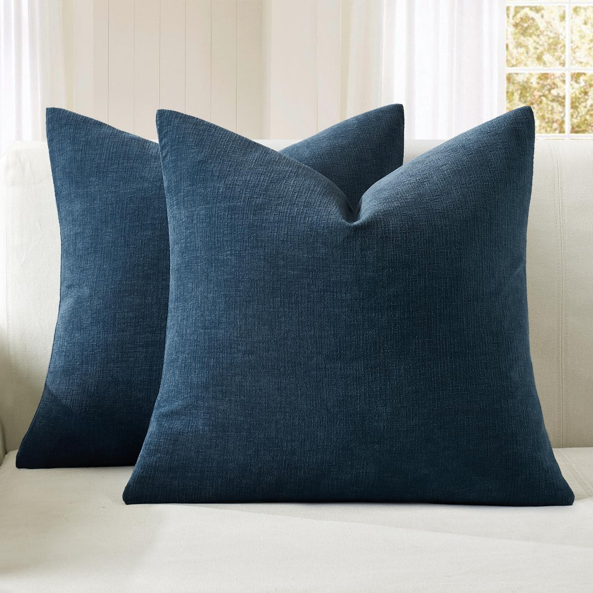 MIULEE Olive Green Chenille Couch Throw Pillow Covers, 18x18