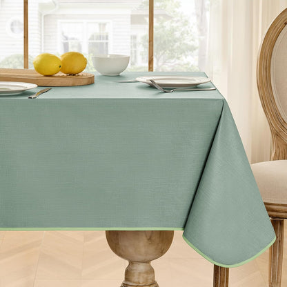 Softalker Outdoor Vinyl Edge Tablecloth Rectangle, 54 x 78 Inch, Sage
