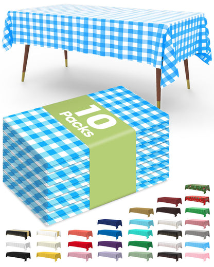 Pureegg Plastic Table Cloth Disposable 54x108 Inch 10 Pack, White