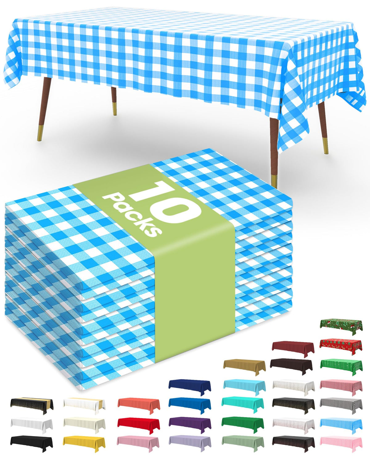 Pureegg Plastic Table Cloth Disposable 54x108 Inch 10 Pack, Beige