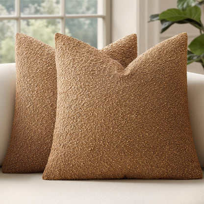 MIULEE 20x20 Decorative Boucle Couch Pillow Covers Brown