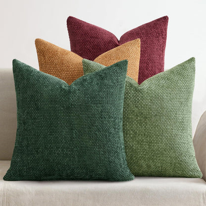 MIULEE Soft Decorative Chenille Pillow Covers Neutral 18x18 Pack of 4