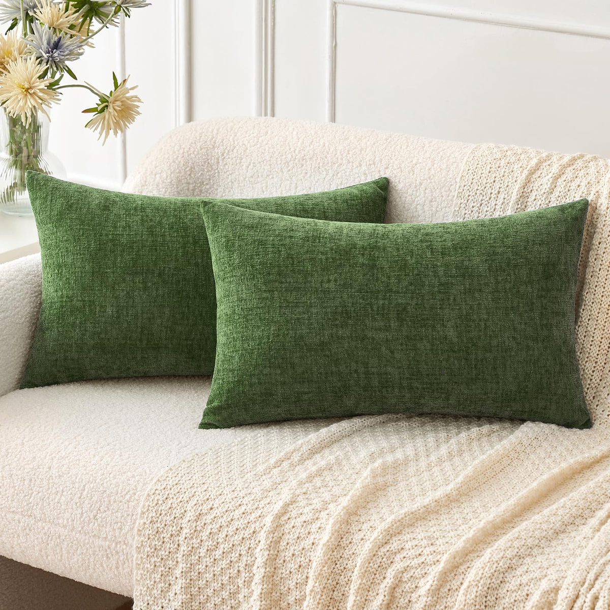 MIULEE Soft Chenille Fall Throw Pillow Covers Burnt Orange 18x18 Pack of 2