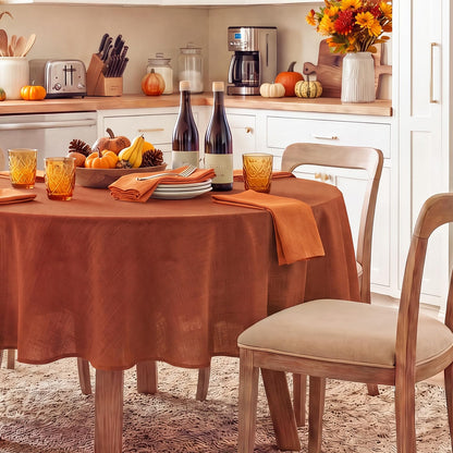 NOVILYS Rust Fall Rectangle Tablecloth with Linen Textured, 60 x 84 Inch