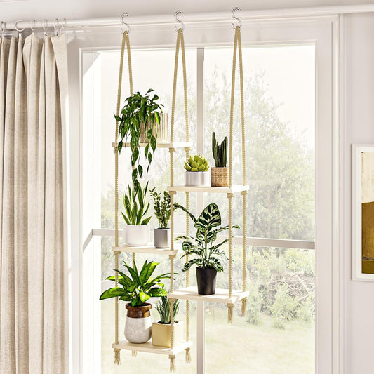 Bamworld Hanging Shelves Plant Hanger Indoor Window Plant Shelves