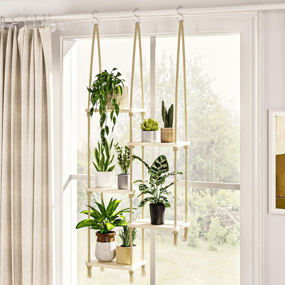Bamworld Hanging Shelves Plant Hanger Indoor Window Plant Shelves