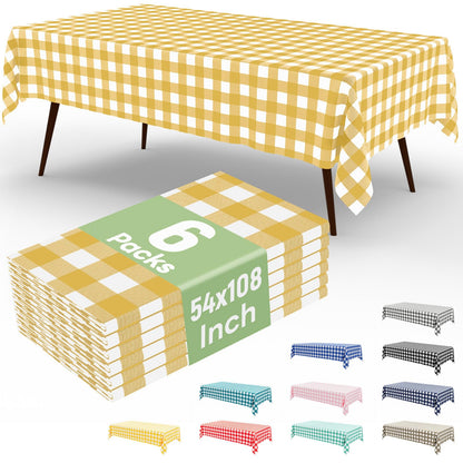 misaya 4 Packs Buffalo Disposable Table Cloth, 54 x 108 Inch Waterproof Plastic Tablecloth, Rectangle Red and White Checkered Table Covers for Picnic, Birthday, Party, Back to School