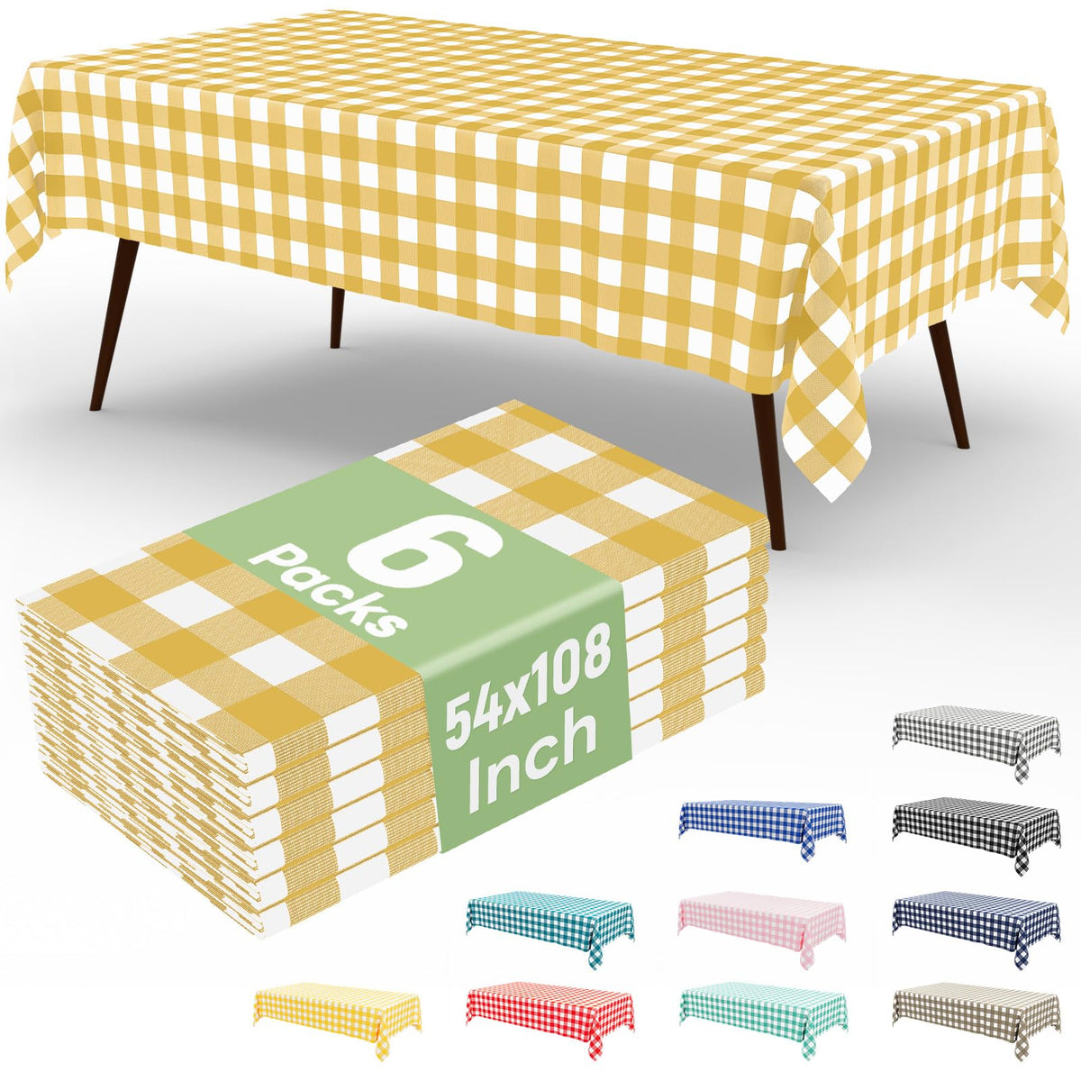 misaya 4 Packs Buffalo Disposable Table Cloth, 54 x 108 Inch Waterproof Plastic Tablecloth, Rectangle Red and White Checkered Table Covers for Picnic, Birthday, Party, Back to School