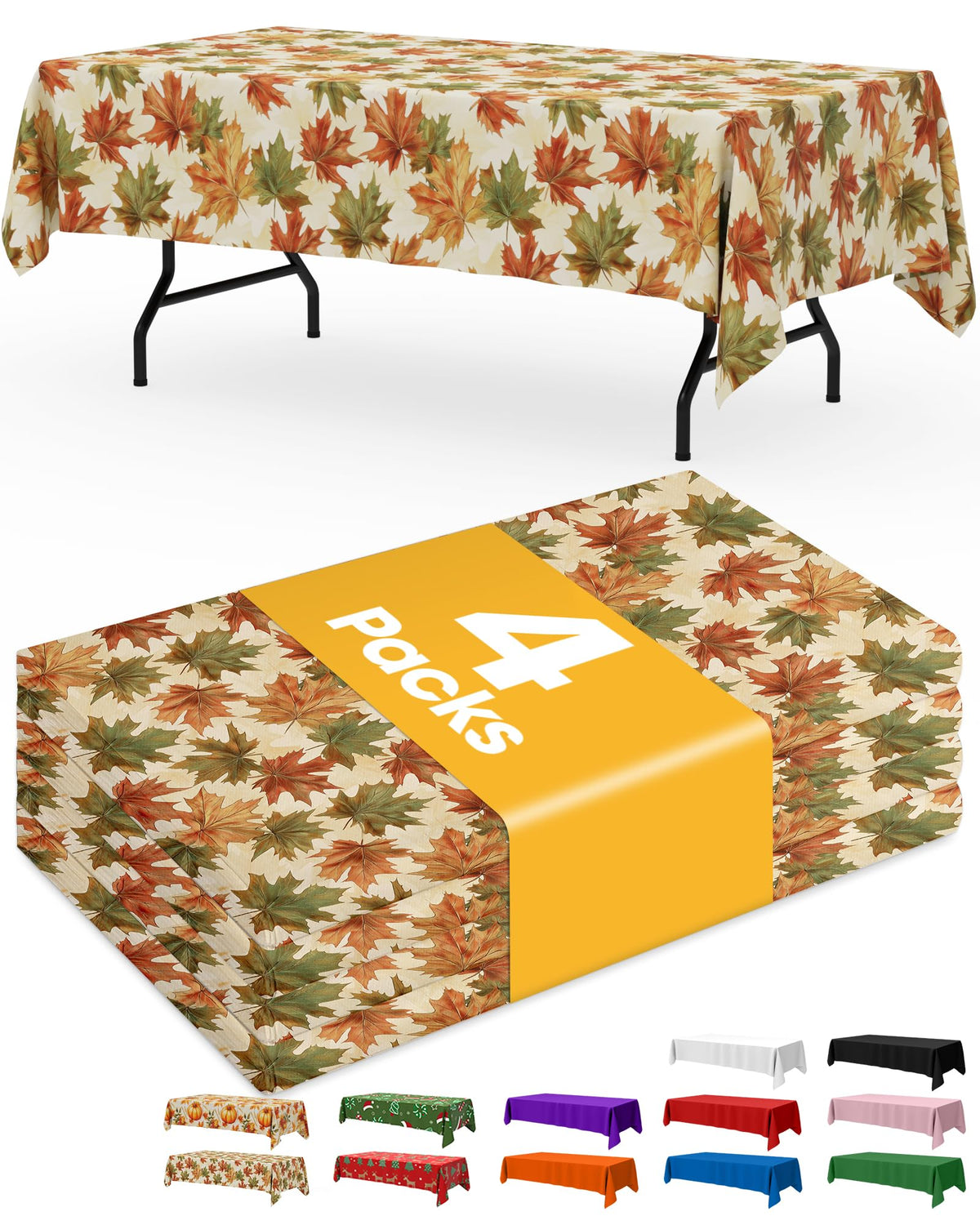 Niuara White Plastic Table Cloth - 4 Pack 54" × 108" Rectangle Disposable Tablecloths for 6FT Tables, Table Cover for Party, Holiday & Gathering Use