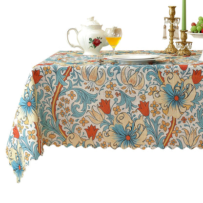 Rectangle Waterproof Tablecloth Linen Textured Table Cloth,Stain and Wrinkle Resistant Washable Fabric Table Cover for Dining, Party, Camping and Outdoor, 52 x 70 Inch, Vine Bloom