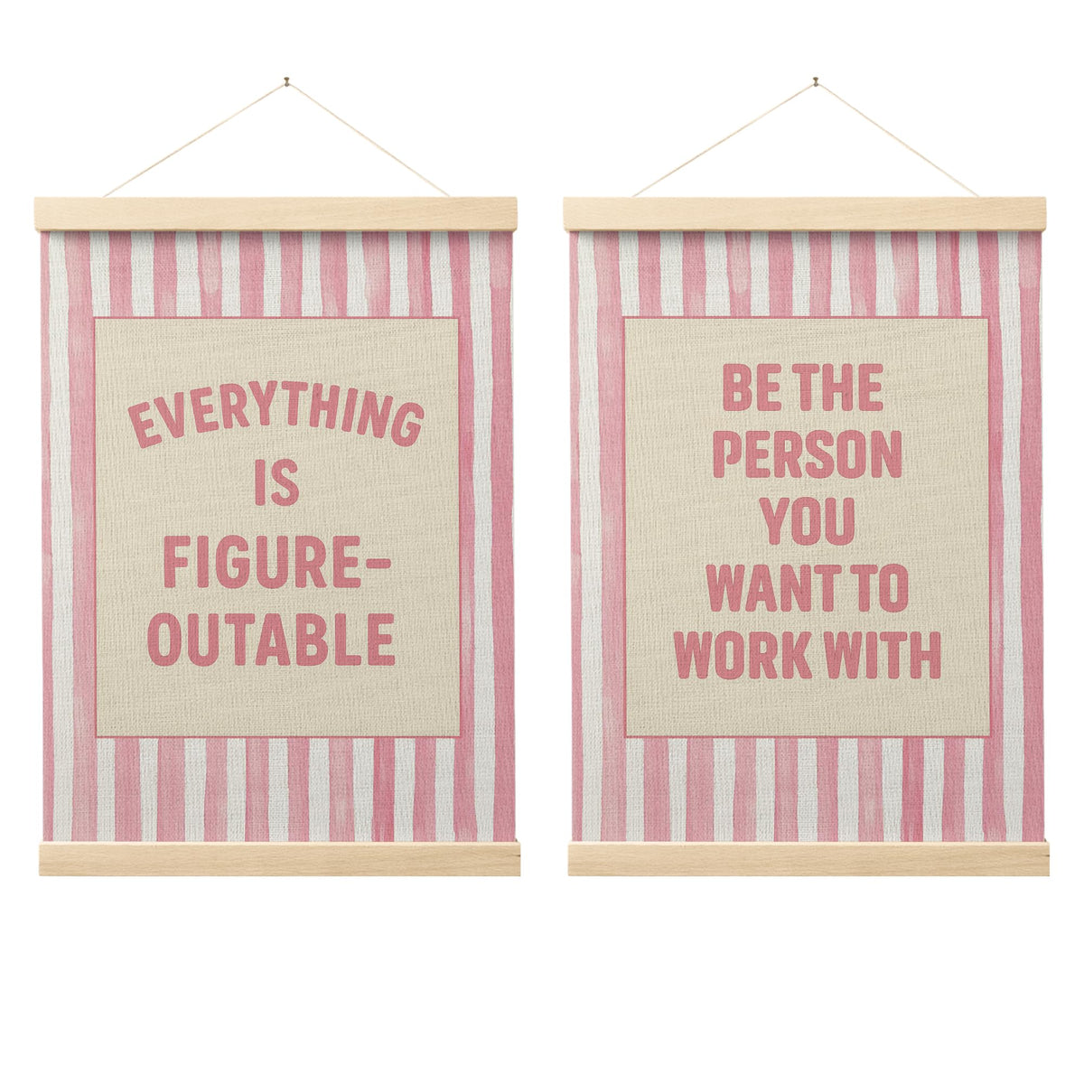 FGFK Everything Is Figureoutable Positive Affirmations Wall Art Poster Hanger Frame, Retro Pink and Green Inspirational Canvas Prints Framed Wall Decor for Office Classroom Home Bedroom, 12x16 Inch