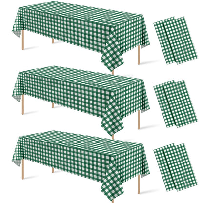 6 Pcs Sage Green Gingham Tablecloths, Checkered Table Covers 54 x 108 Inch